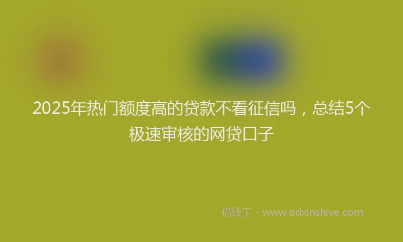 2025年热门额度高的贷款不看征信吗，总结5个极速审核的网贷口子