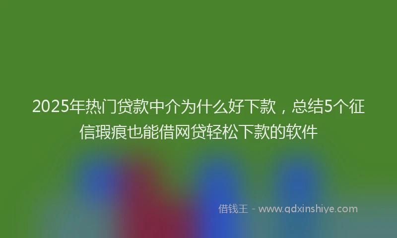 2025年热门贷款中介为什么好下款，总结5个征信瑕疵也能借网贷轻松下款的软件