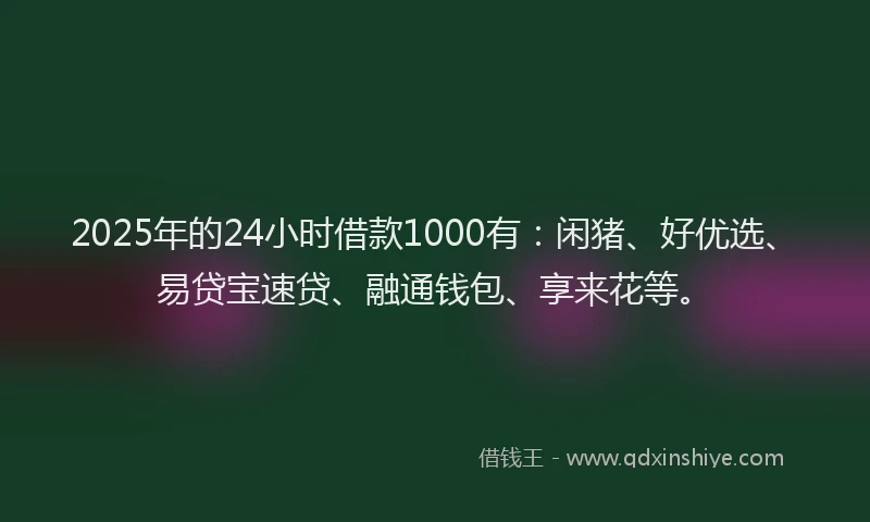 2025年的24小时借款1000有：闲猪、好优选、易贷宝速贷、融通钱包、享来花等。