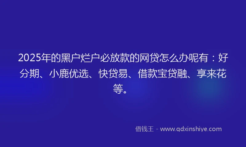 2025年的黑户烂户必放款的网贷怎么办呢有：好分期、小鹿优选、快贷易、借款宝贷融、享来花等。