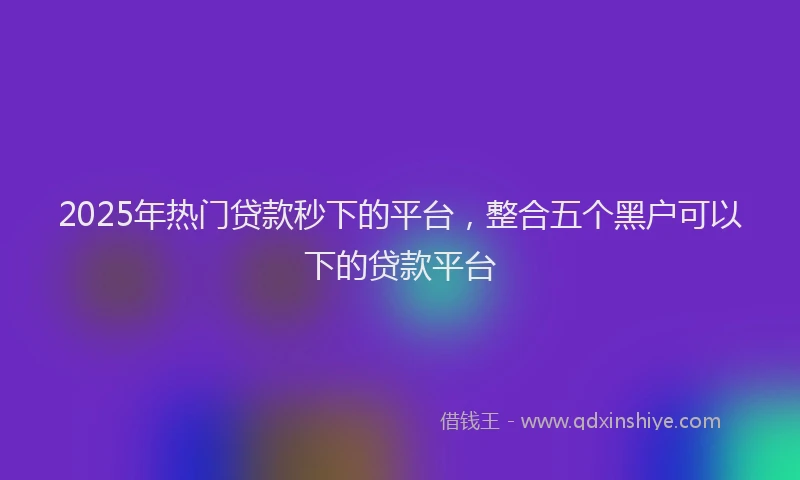 2025年热门贷款秒下的平台，整合五个黑户可以下的贷款平台