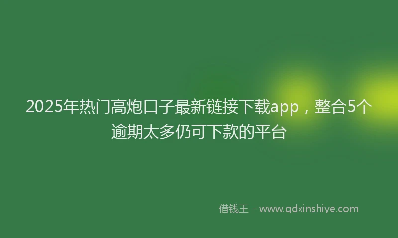 2025年热门高炮口子最新链接下载app，整合5个逾期太多仍可下款的平台