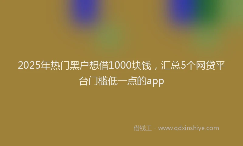 2025年热门黑户想借1000块钱，汇总5个网贷平台门槛低一点的app