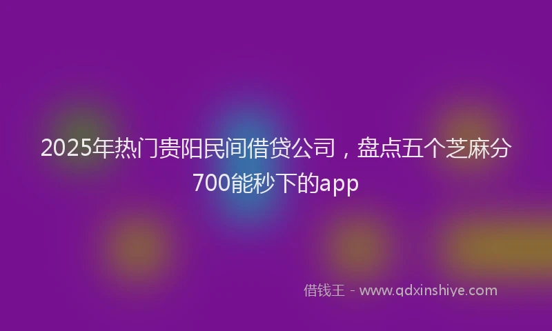 2025年热门贵阳民间借贷公司，盘点五个芝麻分700能秒下的app