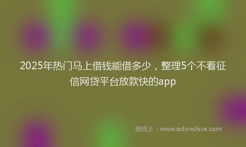2025年热门马上借钱能借多少，整理5个不看征信网贷平台放款快的app