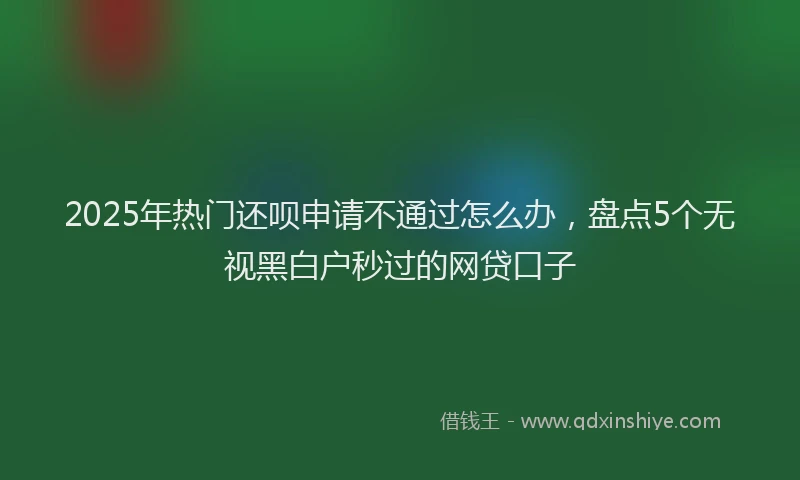 2025年热门还呗申请不通过怎么办，盘点5个无视黑白户秒过的网贷口子