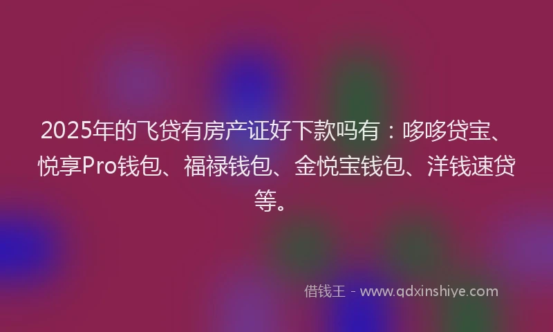 2025年的飞贷有房产证好下款吗有：哆哆贷宝、悦享Pro钱包、福禄钱包、金悦宝钱包、洋钱速贷等。