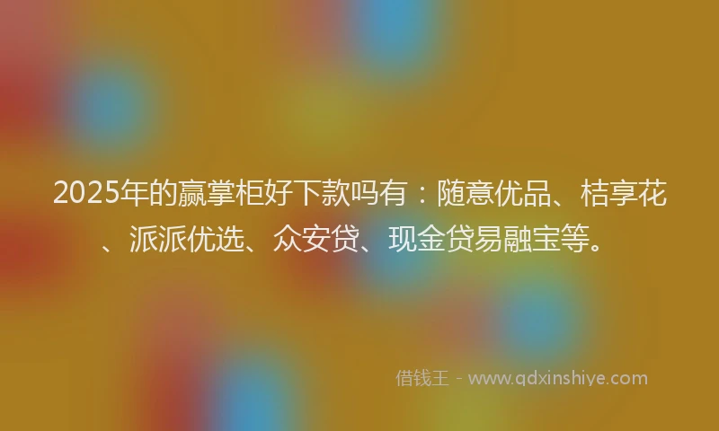 2025年的赢掌柜好下款吗有：随意优品、桔享花、派派优选、众安贷、现金贷易融宝等。