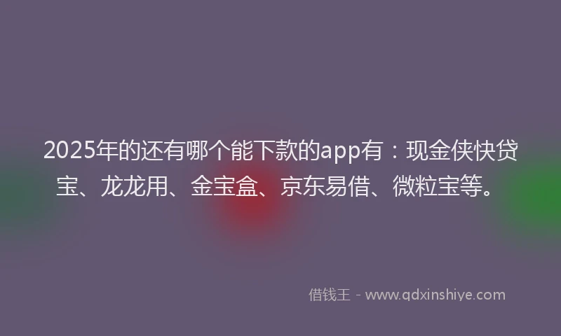 2025年的还有哪个能下款的app有：现金侠快贷宝、龙龙用、金宝盒、京东易借、微粒宝等。
