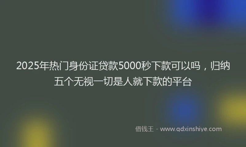 2025年热门身份证贷款5000秒下款可以吗，归纳五个无视一切是人就下款的平台