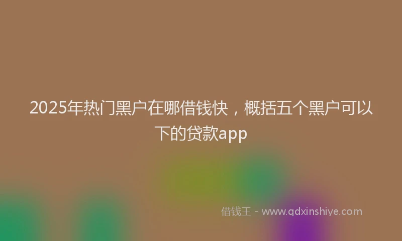 2025年热门黑户在哪借钱快，概括五个黑户可以下的贷款app