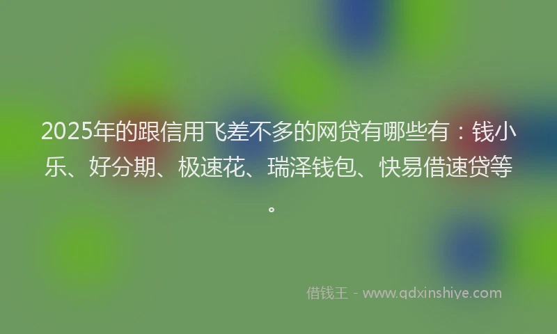2025年的跟信用飞差不多的网贷有哪些有：钱小乐、好分期、极速花、瑞泽钱包、快易借速贷等。