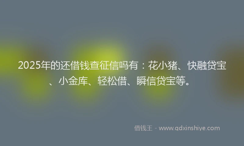 2025年的还借钱查征信吗有：花小猪、快融贷宝、小金库、轻松借、瞬信贷宝等。