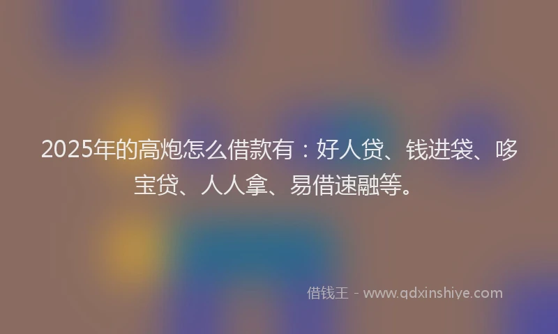 2025年的高炮怎么借款有：好人贷、钱进袋、哆宝贷、人人拿、易借速融等。