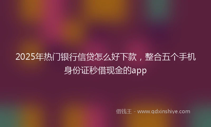 2025年热门银行信贷怎么好下款，整合五个手机身份证秒借现金的app