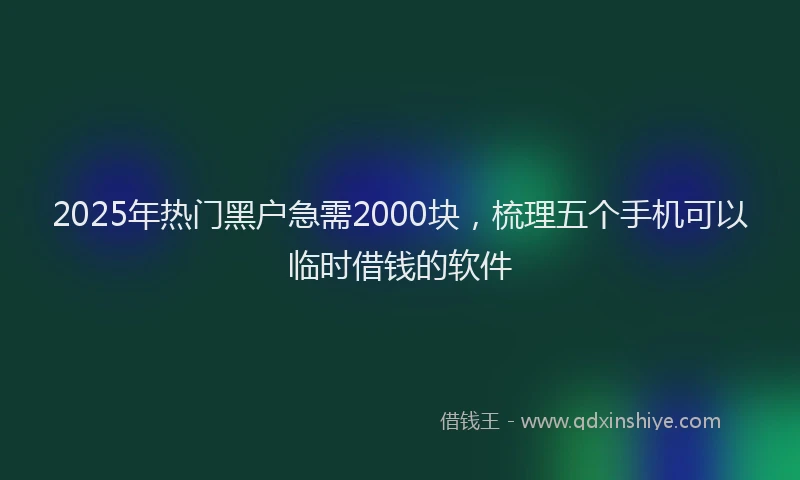 2025年热门黑户急需2000块，梳理五个手机可以临时借钱的软件