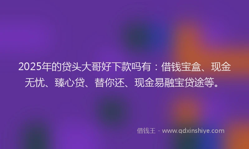 2025年的贷头大哥好下款吗有：借钱宝盒、现金无忧、臻心贷、替你还、现金易融宝贷途等。