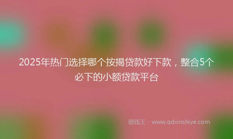 2025年热门选择哪个按揭贷款好下款，整合5个必下的小额贷款平台