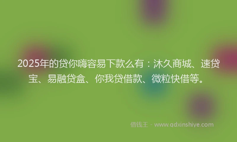 2025年的贷你嗨容易下款么有：沐久商城、速贷宝、易融贷盒、你我贷借款、微粒快借等。