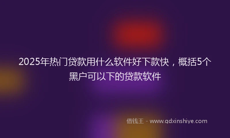 2025年热门贷款用什么软件好下款快，概括5个黑户可以下的贷款软件