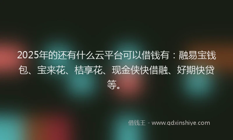 2025年的还有什么云平台可以借钱有：融易宝钱包、宝来花、桔享花、现金侠快借融、好期快贷等。