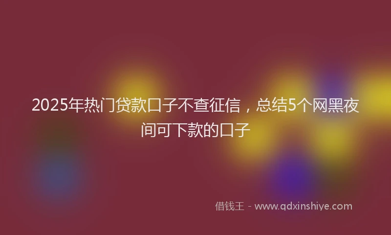 2025年热门贷款口子不查征信，总结5个网黑夜间可下款的口子