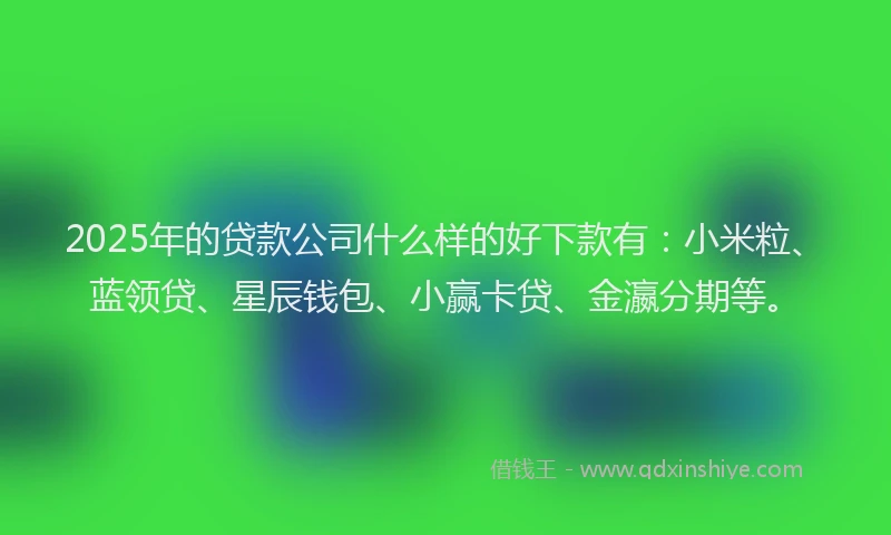 2025年的贷款公司什么样的好下款有：小米粒、蓝领贷、星辰钱包、小赢卡贷、金瀛分期等。