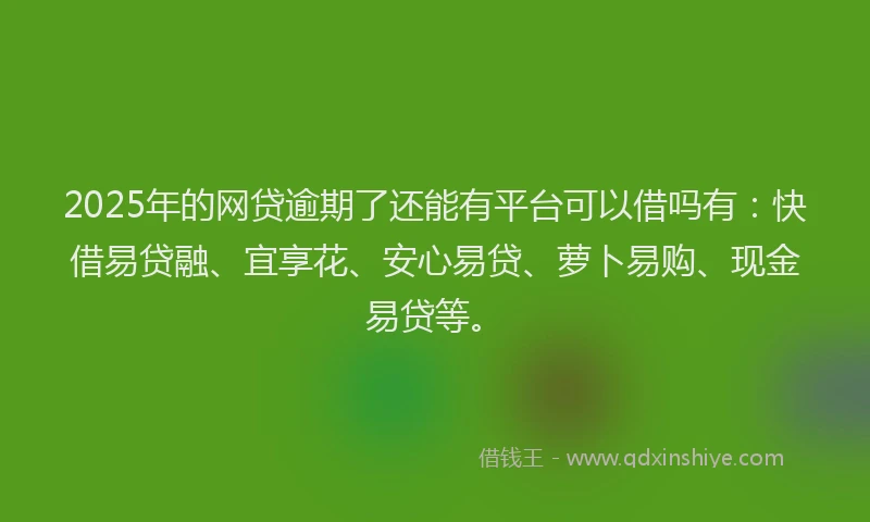 2025年的网贷逾期了还能有平台可以借吗有：快借易贷融、宜享花、安心易贷、萝卜易购、现金易贷等。