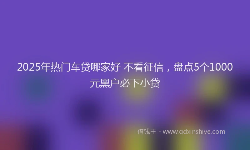 2025年热门车贷哪家好 不看征信，盘点5个1000元黑户必下小贷
