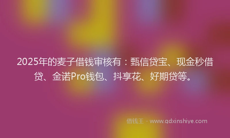 2025年的麦子借钱审核有：甄信贷宝、现金秒借贷、金诺Pro钱包、抖享花、好期贷等。