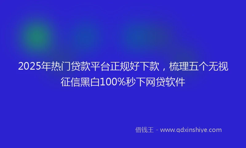 2025年热门贷款平台正规好下款，梳理五个无视征信黑白100%秒下网贷软件