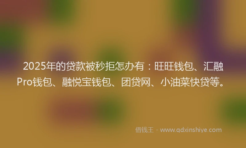 2025年的贷款被秒拒怎办有：旺旺钱包、汇融Pro钱包、融悦宝钱包、团贷网、小油菜快贷等。