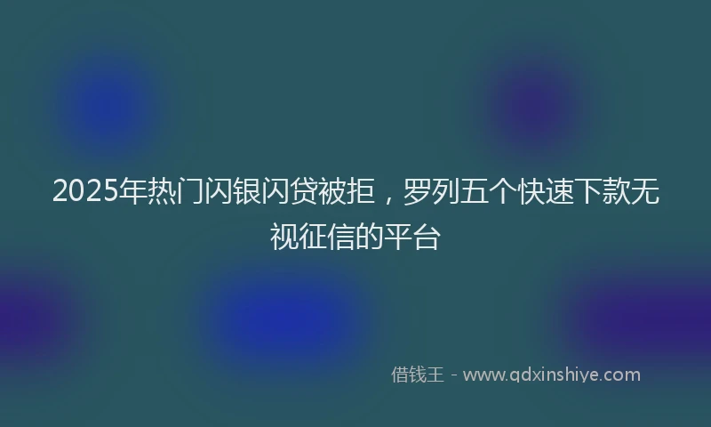 2025年热门闪银闪贷被拒，罗列五个快速下款无视征信的平台