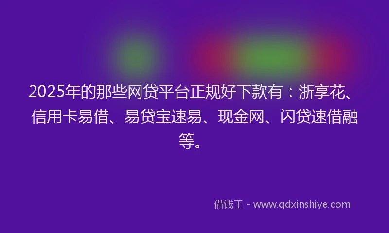 2025年的那些网贷平台正规好下款有：浙享花、信用卡易借、易贷宝速易、现金网、闪贷速借融等。