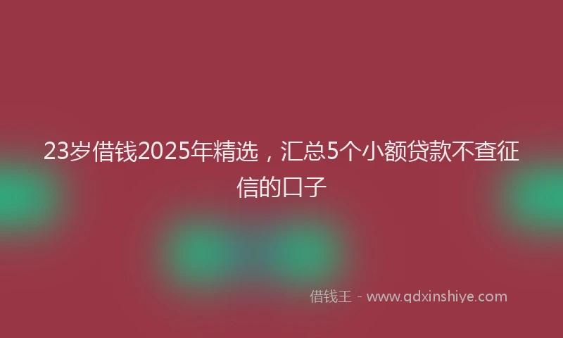 23岁借钱2025年精选，汇总5个小额贷款不查征信的口子