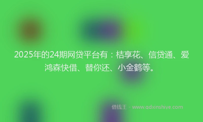 2025年的24期网贷平台有：桔享花、信贷通、爱鸿森快借、替你还、小金鹤等。