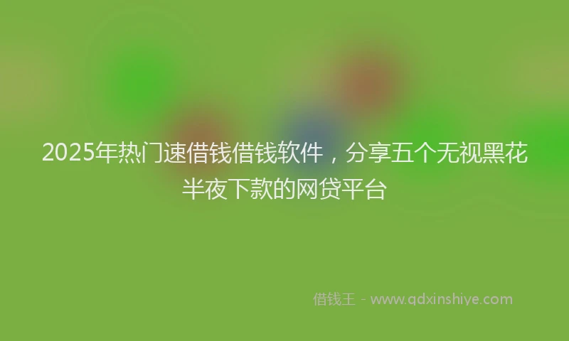 2025年热门速借钱借钱软件，分享五个无视黑花半夜下款的网贷平台