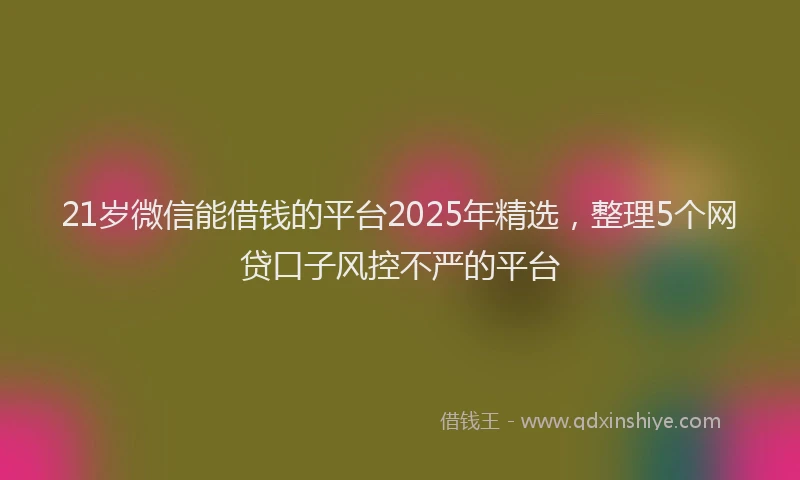 21岁微信能借钱的平台2025年精选，整理5个网贷口子风控不严的平台