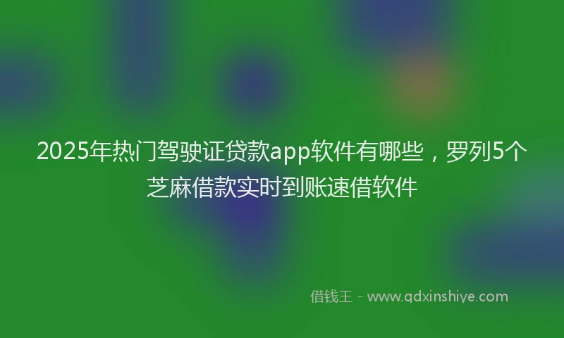 2025年热门驾驶证贷款app软件有哪些，罗列5个芝麻借款实时到账速借软件