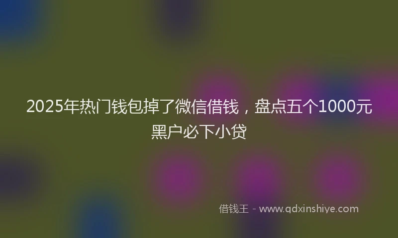 2025年热门钱包掉了微信借钱，盘点五个1000元黑户必下小贷