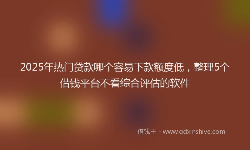 2025年热门贷款哪个容易下款额度低，整理5个借钱平台不看综合评估的软件