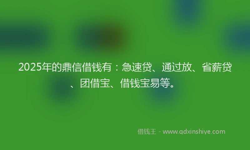 2025年的鼎信借钱有：急速贷、通过放、省薪贷、团借宝、借钱宝易等。