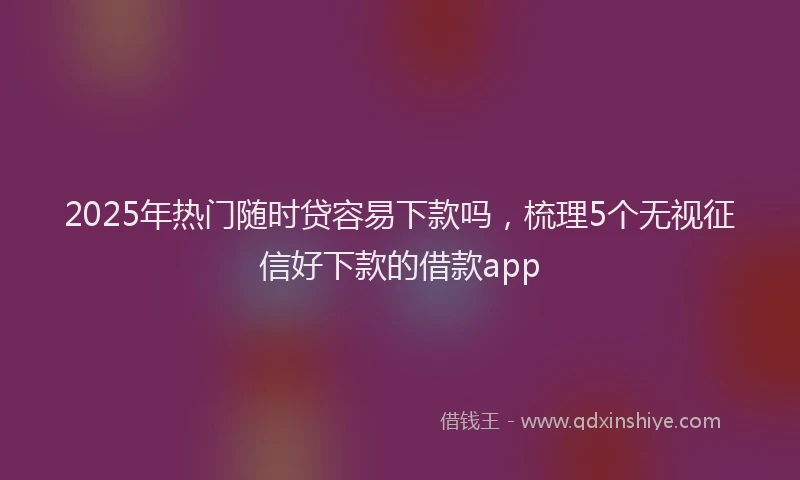 2025年热门随时贷容易下款吗，梳理5个无视征信好下款的借款app