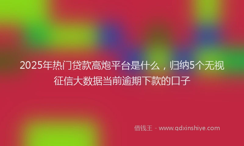 2025年热门贷款高炮平台是什么，归纳5个无视征信大数据当前逾期下款的口子
