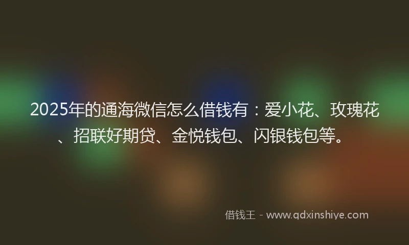 2025年的通海微信怎么借钱有：爱小花、玫瑰花、招联好期贷、金悦钱包、闪银钱包等。