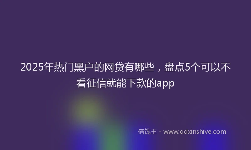 2025年热门黑户的网贷有哪些，盘点5个可以不看征信就能下款的app