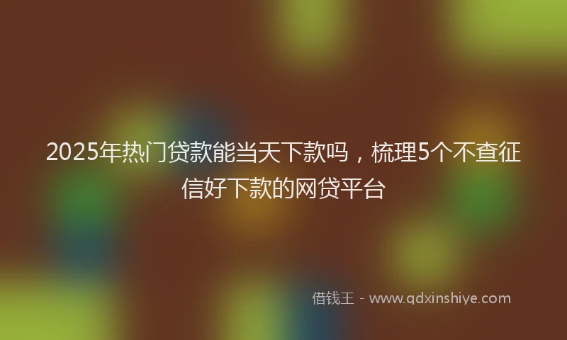 2025年热门贷款能当天下款吗，梳理5个不查征信好下款的网贷平台