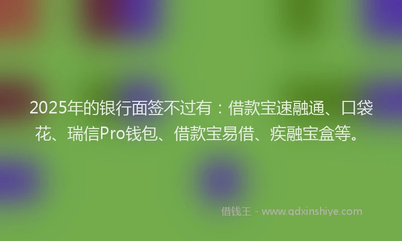 2025年的银行面签不过有：借款宝速融通、口袋花、瑞信Pro钱包、借款宝易借、疾融宝盒等。