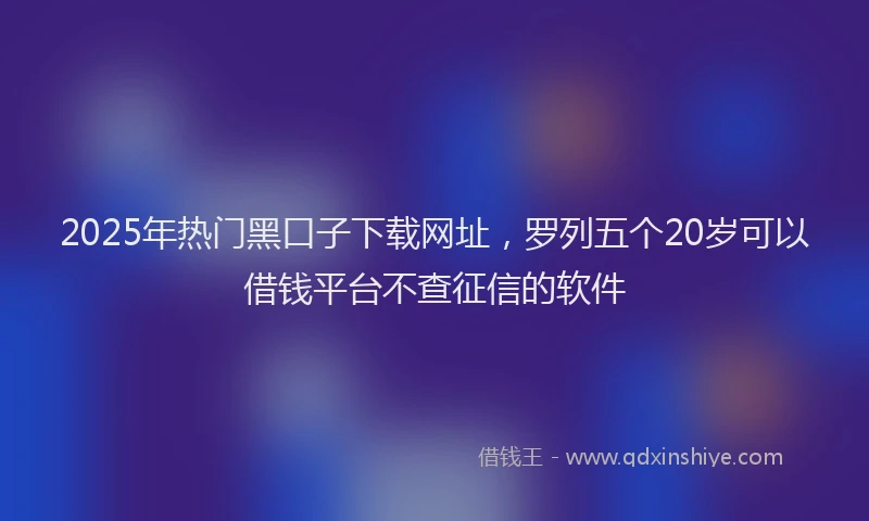 2025年热门黑口子下载网址，罗列五个20岁可以借钱平台不查征信的软件