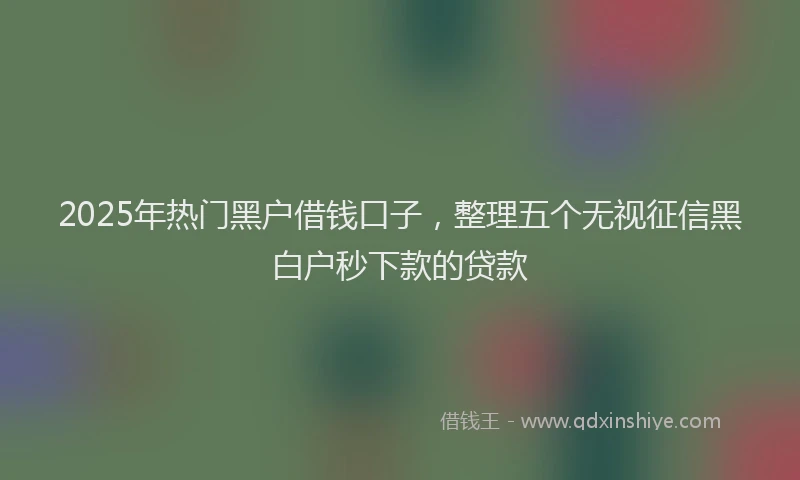 2025年热门黑户借钱口子，整理五个无视征信黑白户秒下款的贷款